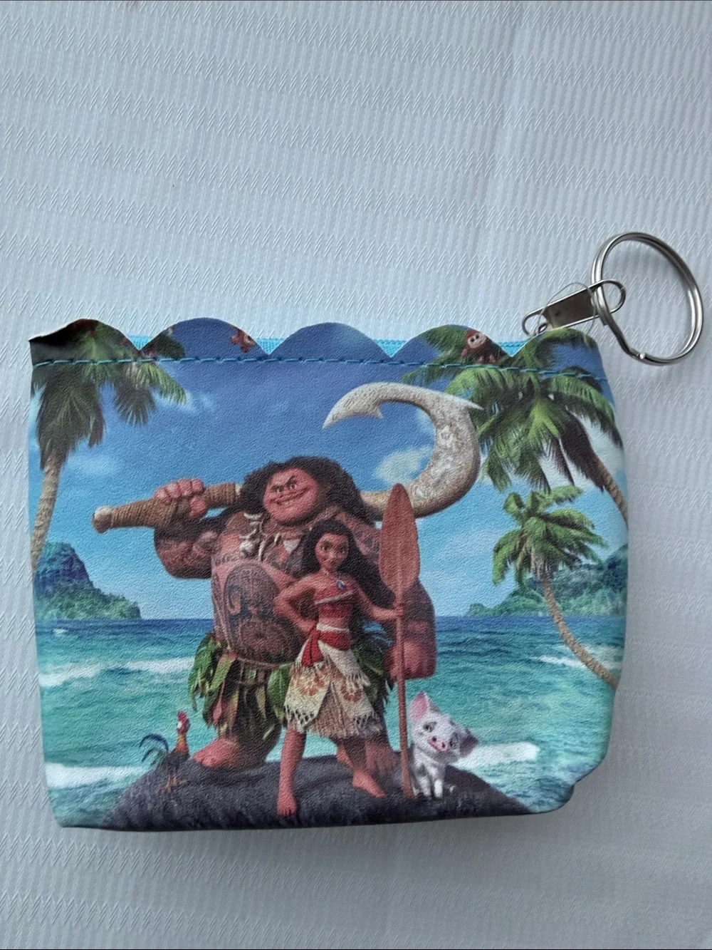 Moana & Maui Keychain Pouch - Ocean Print